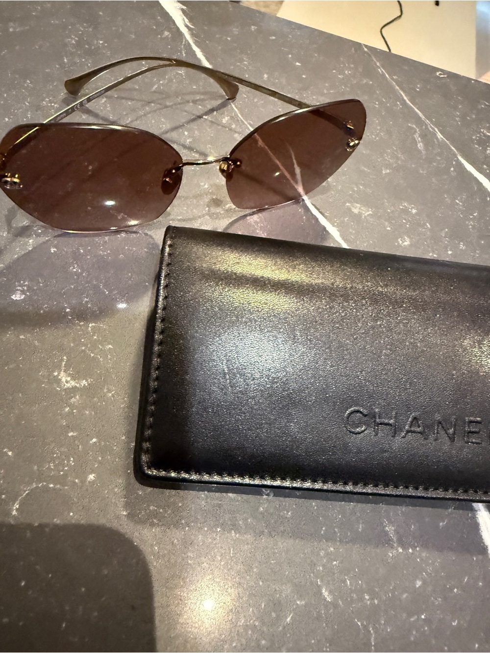 CHANEL 2000s core Sunglasses with Pink Lenses and Black Case